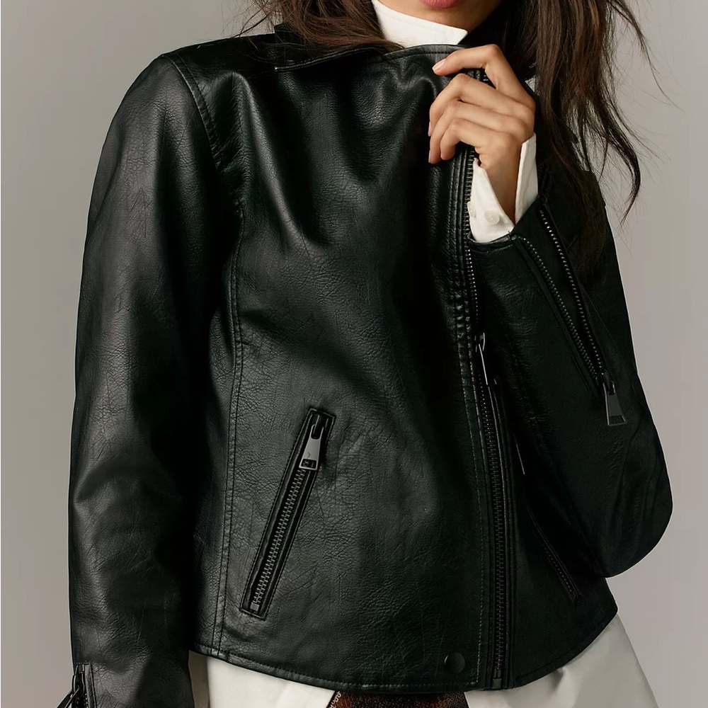 Anthropologie Saige Faux-Leather Moto Jacket